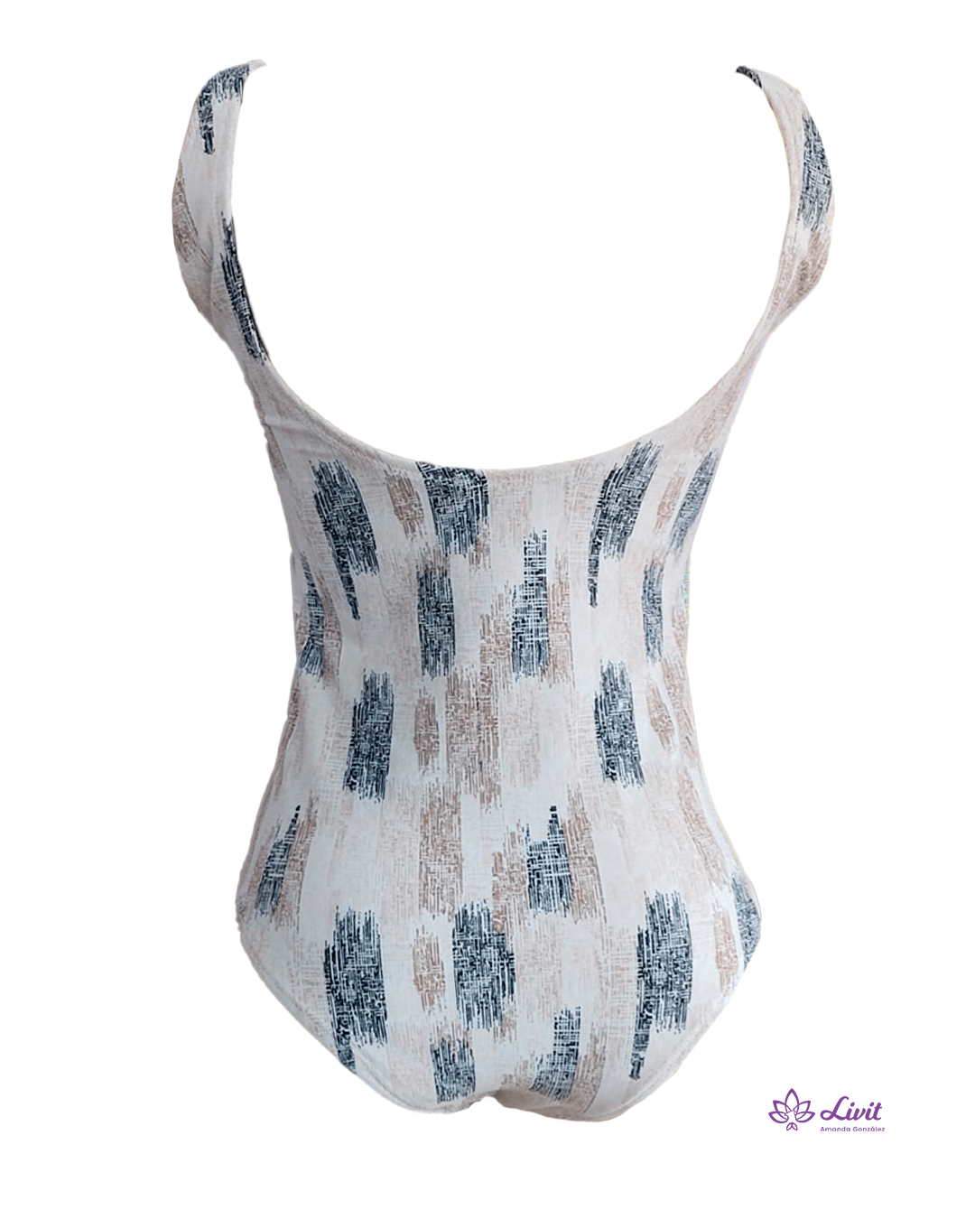 Vestido de baño enterizo Jaspeado postmastectomía vista tracera