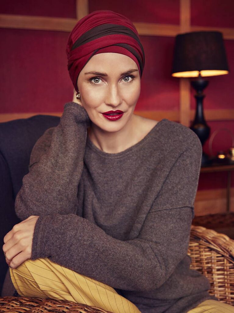 Shakti Turban Estampado - Capullo rojo/chocolate - 1507-0829