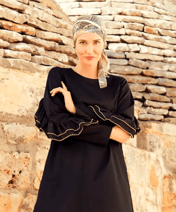 Turbante Beatrice turban con cintas - Sombras de África - 1419-0816