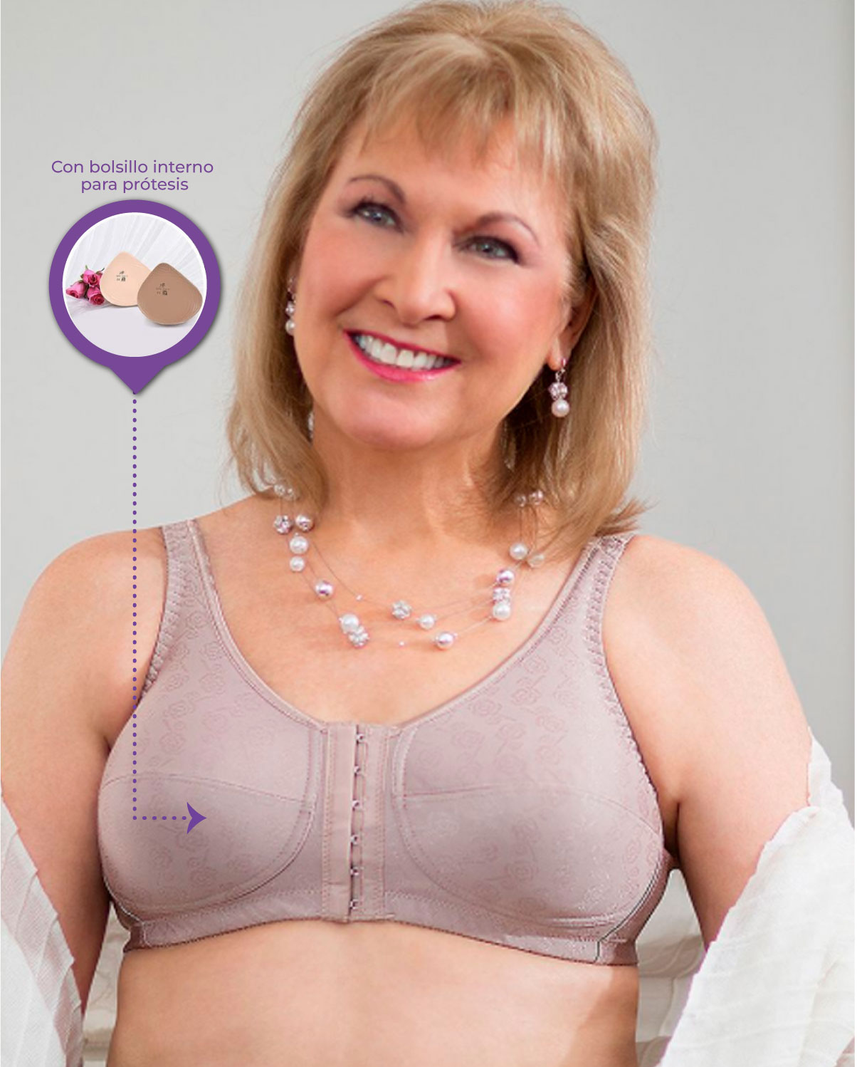Brasier Contorno de Rosas con Cierre Frontal 123