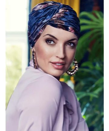 Turbante Perla Boho turban estampado de terciopelo - Crepúsculo florido - 3027-0904